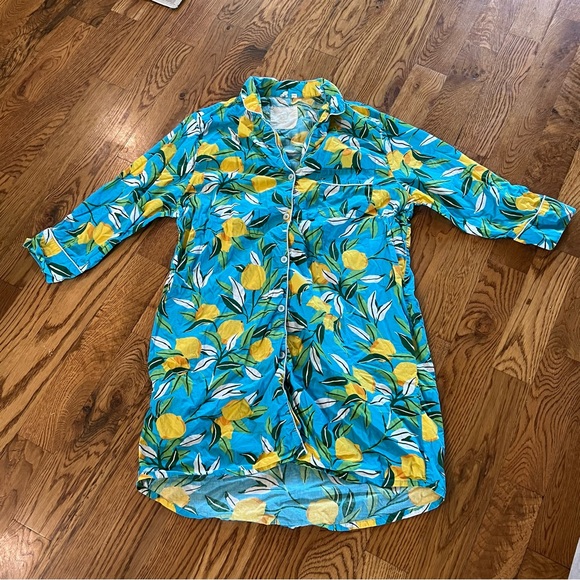 Printfresh Blue and Yellow Floral Pajama Shirt